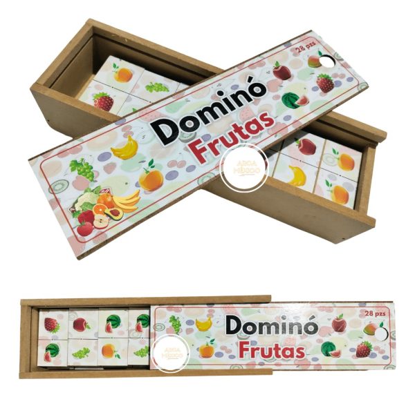 Dominó Madera Frutas Juego De Mesa Didáctico Niños 28 Fichas_5