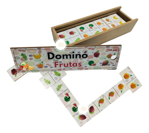 Dominó Madera Frutas Juego De Mesa Didáctico Niños 28 Fichas_0