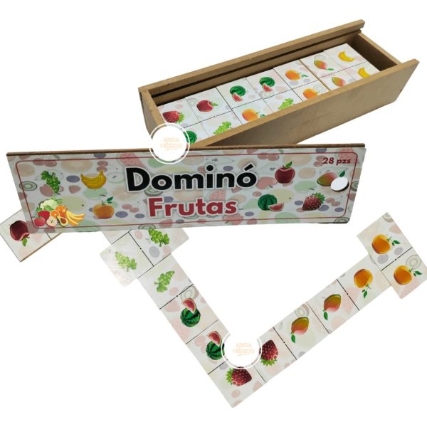 Dominó Madera Frutas Juego De Mesa Didáctico Niños 28 Fichas_0