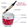 Tambor 10 (25cm) Banda Guerra Infantil Madera Piel Auténtica_2
