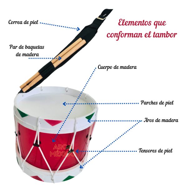 Tambor 10 (25cm) Banda Guerra Infantil Madera Piel Auténtica_2 Tambor 10 (25cm) Banda Guerra Infantil Madera Piel Auténtica_2