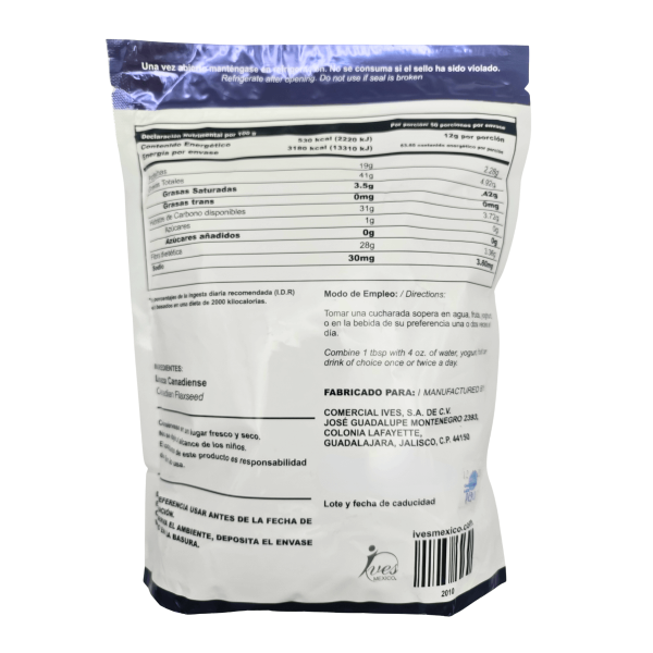 Linaza Canadiense Molida Cultivo Orgánico Ives Mexico 600 Gr_3 Linaza Canadiense Molida Cultivo Orgánico Ives Mexico 600 Gr_3