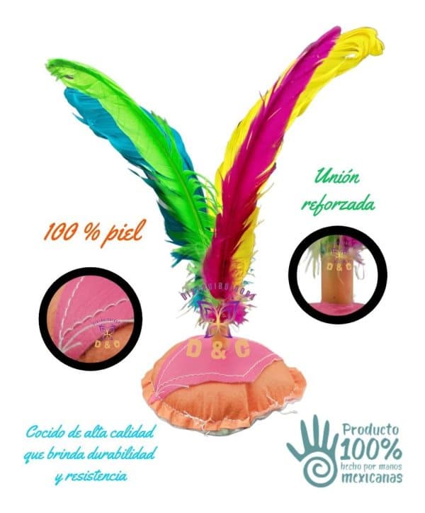 Juego Peteca Indiaca O Gallito 24 Cm Con Plumas Artesanal_2 12879296