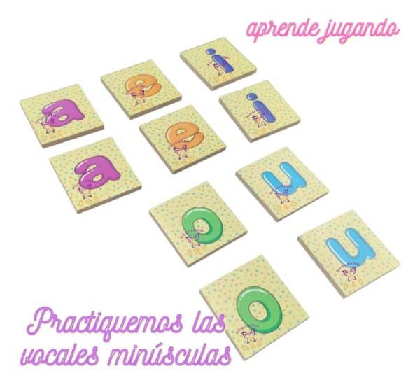 Paquete 40pz / Juego Memoria Vocales Madera Didáctico Niños_3