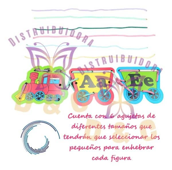 Material Didáctico Juego Niños Enhebrar Ensarte Tren Vocales_3