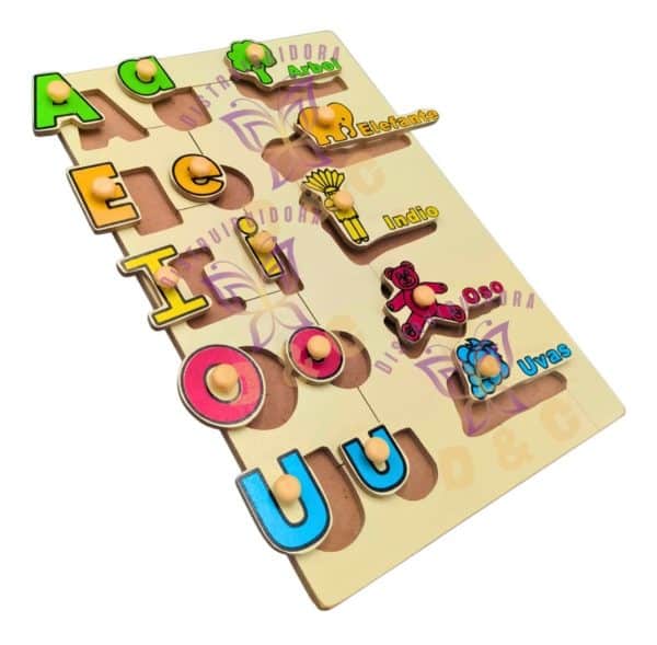 Juego Didáctico Tablero De Encaje Asociación Vocales Kínder _0