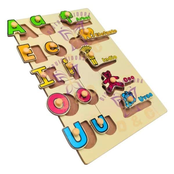 Juego Didáctico Tablero De Encaje Asociación Vocales Kínder _0