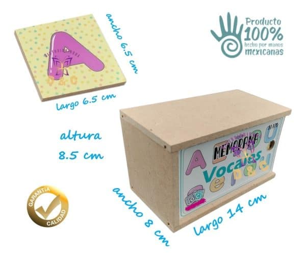 Paquete 40pz / Juego Memoria Vocales Madera Didáctico Niños_2