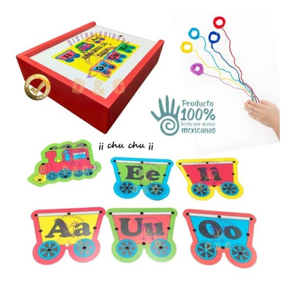 Material Didáctico Juego Niños Enhebrar Ensarte Tren Vocales_1