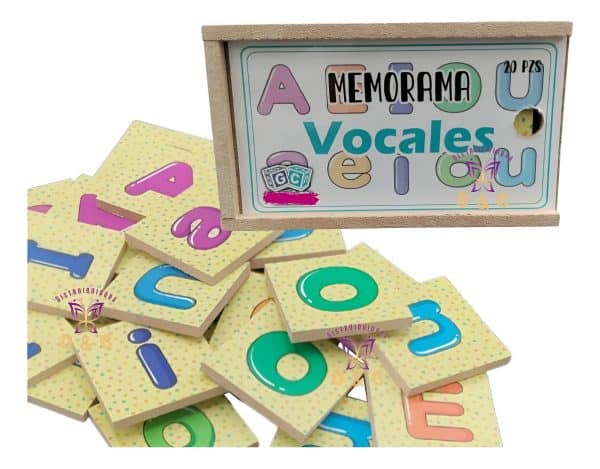 Paquete 40pz / Juego Memoria Vocales Madera Didáctico Niños_0