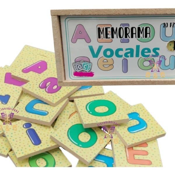 Juego Mesa Memoria Vocales Material Didáctico Madera Niños_0