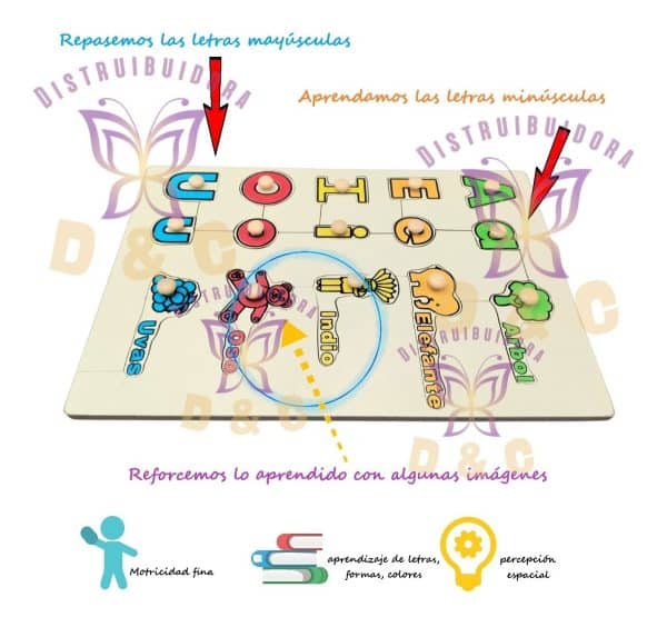 Juego Didáctico Tablero De Encaje Asociación Vocales Kínder _2