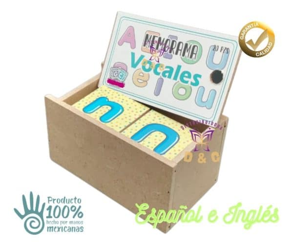 Paquete 40pz / Juego Memoria Vocales Madera Didáctico Niños_1
