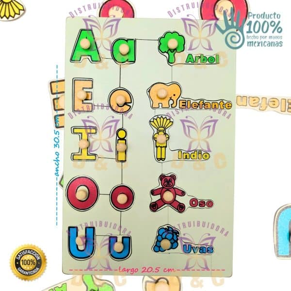 Juego Didáctico Tablero De Encaje Asociación Vocales Kínder _1