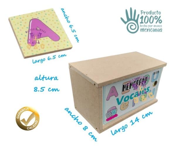 Juego Mesa Memoria Vocales Material Didáctico Madera Niños_2