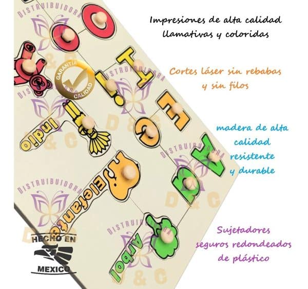 Juego Didáctico Tablero De Encaje Asociación Vocales Kínder _3