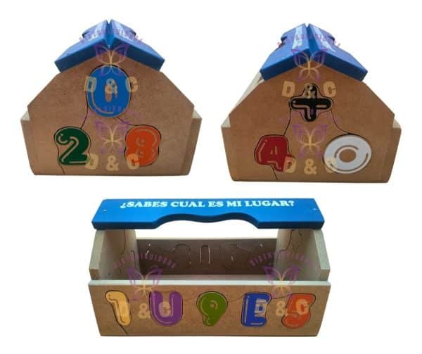 Juguetes Didácticos Casa Encaje Vocales Números Madera Niños_4