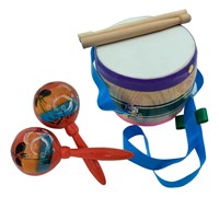 Set Percusión Estimulación Musical Infantil Tambor Y Marcas_0